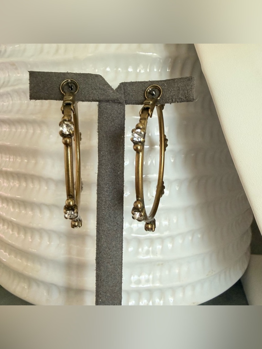 Sorrelli Crystal Brass Tone Hoop Earrings - Picture 9 of 9